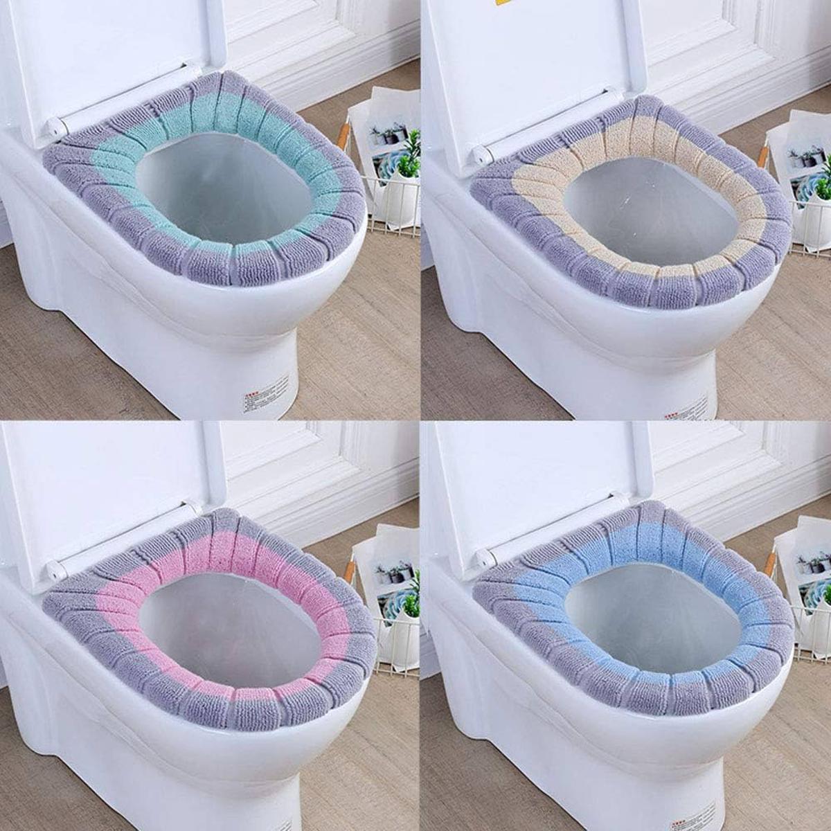 Soft Toilet Seat Cushion Cover | Warm Washable Bathroom Toilet Mat Pad | Reusable Plush Toilet Seat Protector | Universal Fit Toilet Lid Cover for Comfort and Hygiene