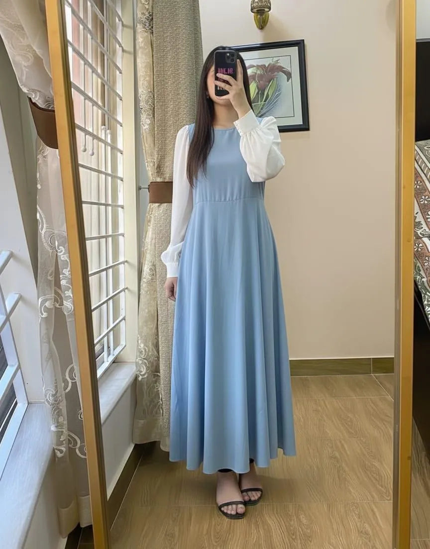 1 Pc Women's Stitched Georgette Plain Maxi