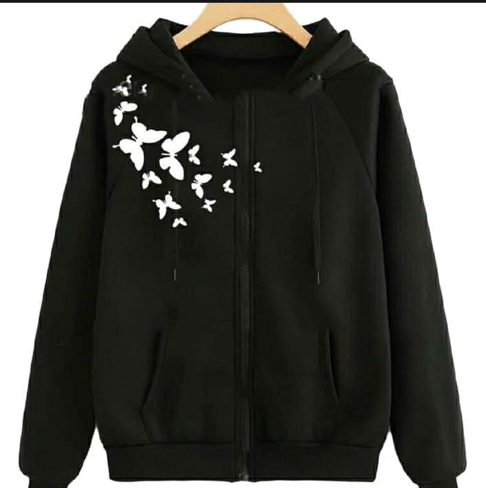 1 Pc Women's Stitched Fleece Printed Pullover Hoodie