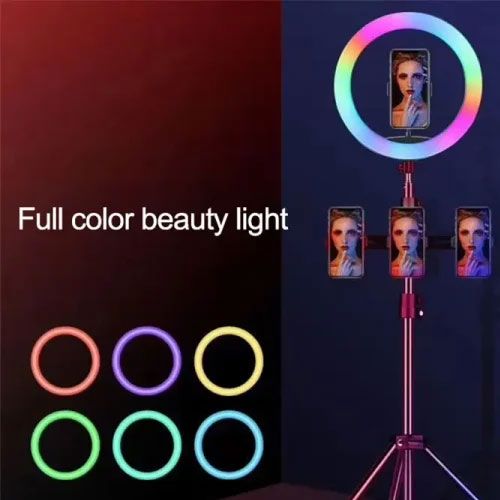 26cm Dimmable LED Ring Light with Mobile Holder | RGB Selfie Ring Light for Makeup, Live Streaming, YouTube & Photography (No Stand Included)