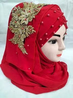 1 Pc Chiffon Embroidered Scarf