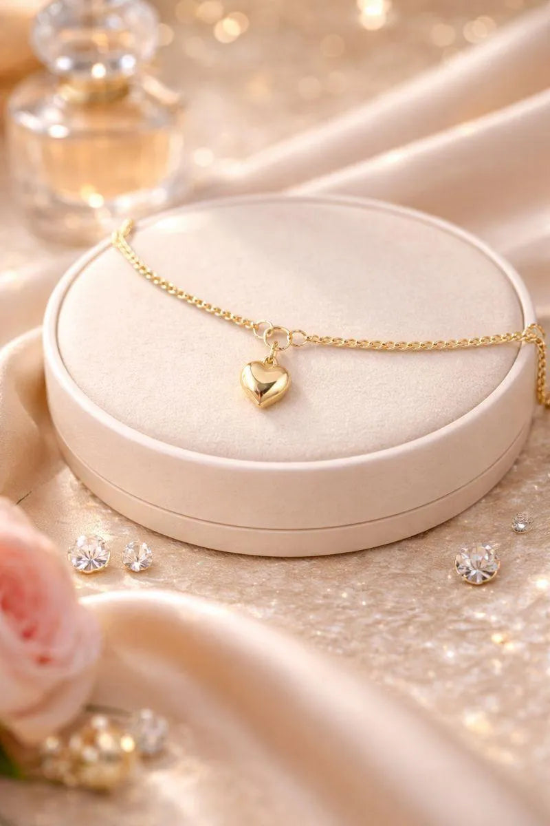 1 Pc Heart Design Gold Plated Charm Bracelet