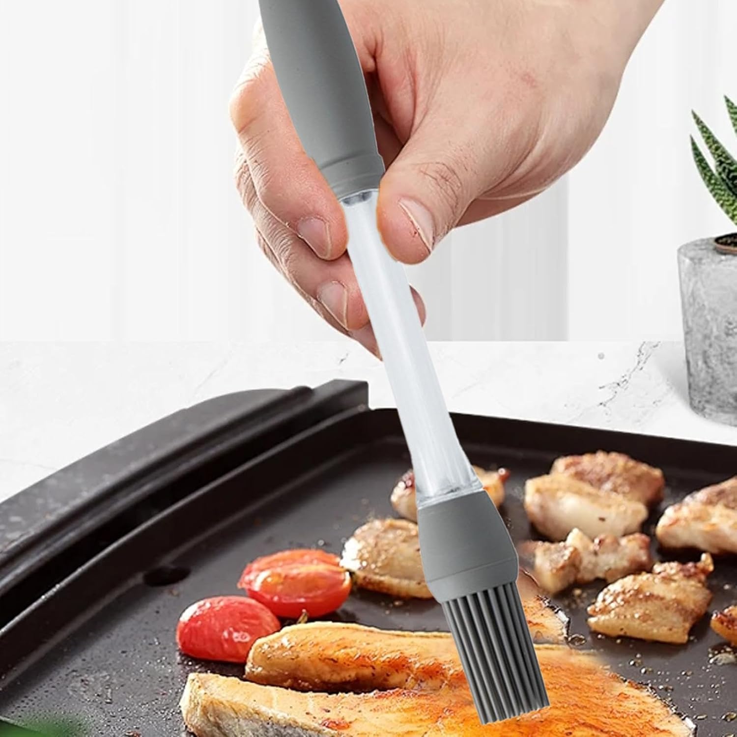 Push Oil Silicone Brush | High Temperature Resistant Silicone Oil Brush for Cooking | Non-Stick Grill Seasoning & Baking Basting Brush Kitchen Tool