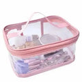 Transparent Makeup Bag | Waterproof Cosmetic Organizer & PVC Travel Toiletry Pouch | Clear Zipper Makeup Bag & Wash Bag for Women | Portable Travel Makeup Storage
