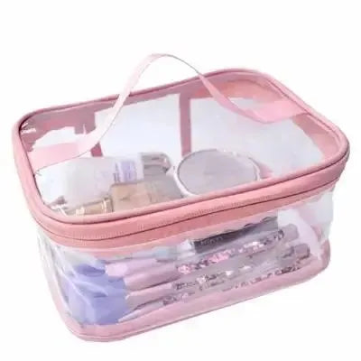 Transparent Makeup Bag | Waterproof Cosmetic Organizer & PVC Travel Toiletry Pouch | Clear Zipper Makeup Bag & Wash Bag for Women | Portable Travel Makeup Storage