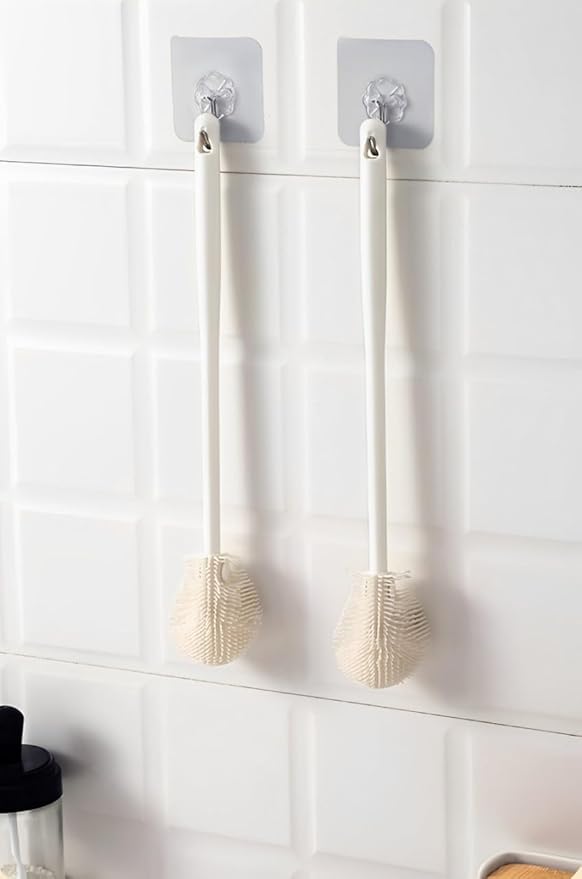 Silicone Bottle Cleaning Brush with Long Handle | Soft Bristle Flexible Brush for Cups, Jars & Bottles | Reusable Eco-Friendly Kitchen Cleaning Tool