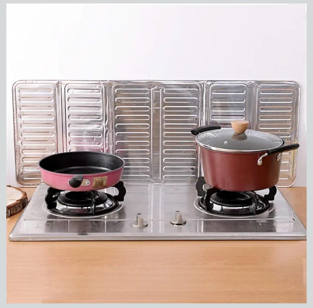 Foldable Aluminum Oil Splash Guard for Stove | Nonstick Cooking Splatter Shield | Oil-Proof Kitchen Wall Protector Board | Easy-to-Clean Gas Stove Splatter Cover for Frying and Cooking