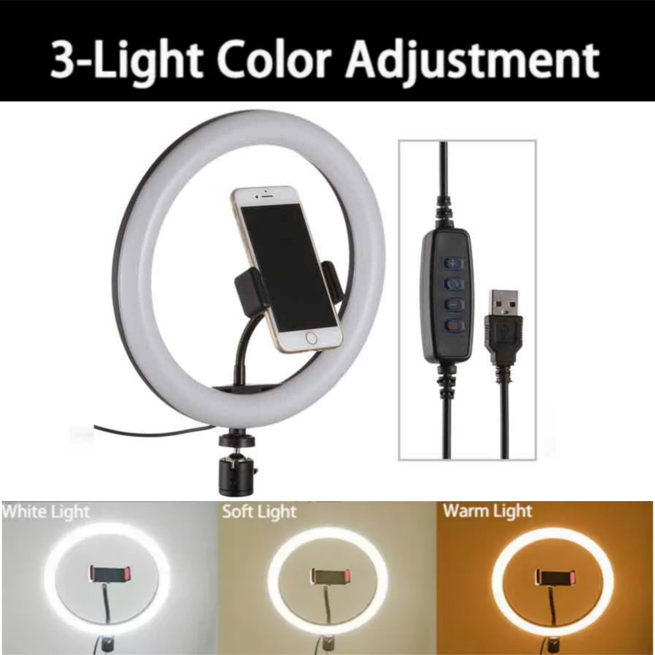 26cm Dimmable LED Ring Light with Mobile Holder | RGB Selfie Ring Light for Makeup, Live Streaming, YouTube & Photography (No Stand Included)