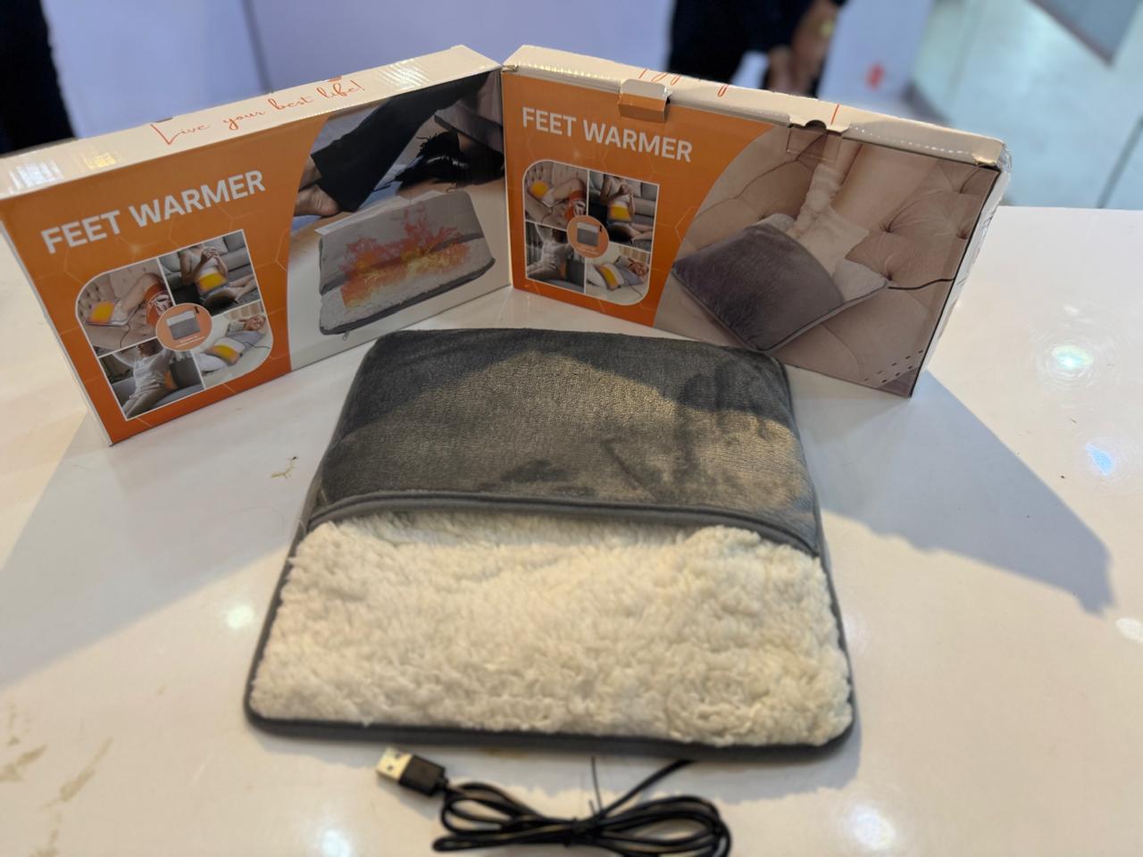 Electric USB Foot Warmer Pad | Soft Plush Heated Foot Cushion | Washable Electric Foot Heating Pad for Winter Home & Office Use