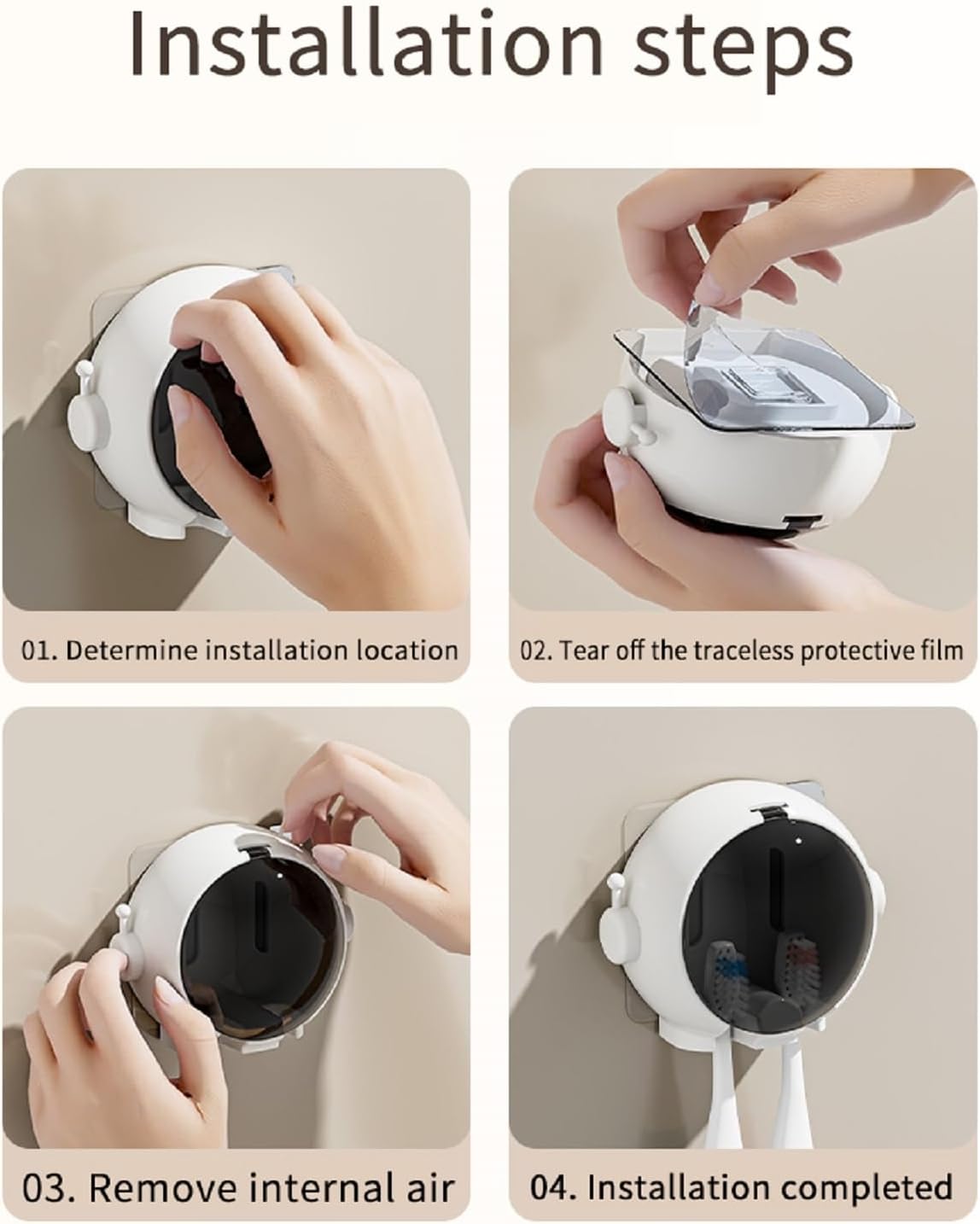 Astronaut Toothbrush Holder | Wall Mounted Bathroom Toothbrush Organizer | Cute Creative Toothbrush Cover & Storage Case | No-Drill Toothbrush Rack with Quick Drain Design