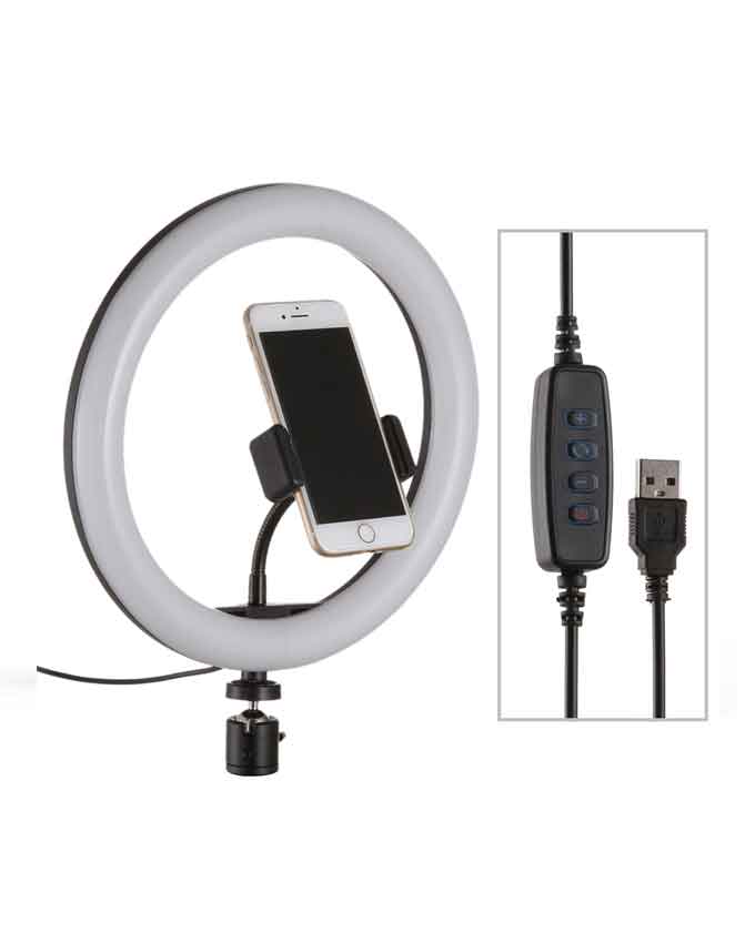 26cm Dimmable LED Ring Light with Mobile Holder | RGB Selfie Ring Light for Makeup, Live Streaming, YouTube & Photography (No Stand Included)