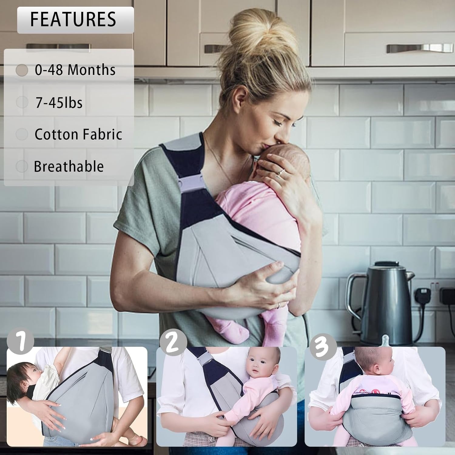 Baby Sling Carrier Newborn to Toddler | Lightweight Adjustable Baby Carrier Sling | Soft Front Baby Wrap Carrier