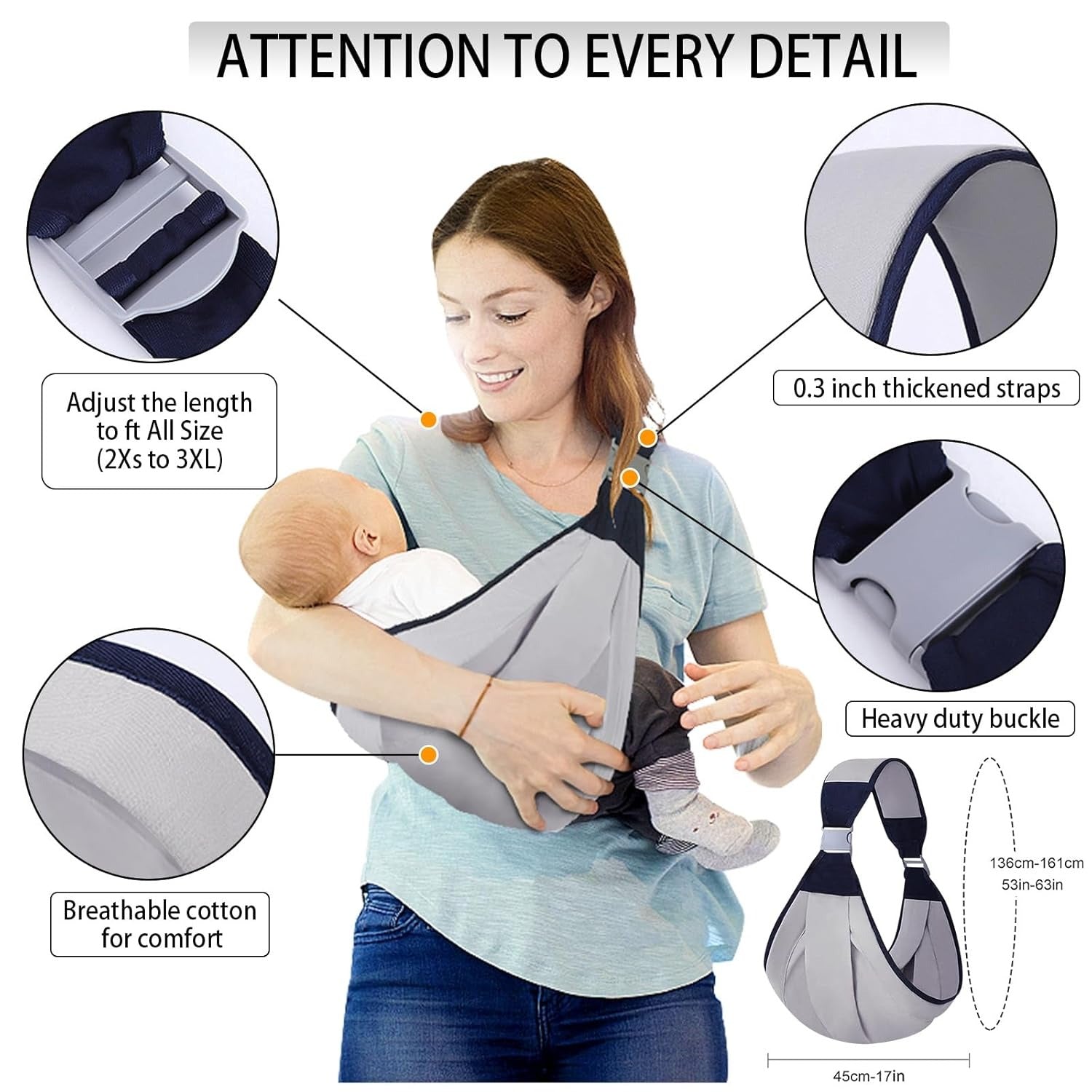 Baby Sling Carrier Newborn to Toddler | Lightweight Adjustable Baby Carrier Sling | Soft Front Baby Wrap Carrier