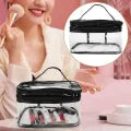 Transparent Makeup Bag | Waterproof Cosmetic Organizer & PVC Travel Toiletry Pouch | Clear Zipper Makeup Bag & Wash Bag for Women | Portable Travel Makeup Storage.