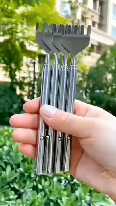 Telescopic Stainless Steel Back Scratcher | Extendable Back Massager Stick with Claw | Adjustable Retractable Itch Relief Tool for Men & Women | Portable Pocket Back Scratcher