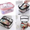 Transparent Makeup Bag | Waterproof Cosmetic Organizer & PVC Travel Toiletry Pouch | Clear Zipper Makeup Bag & Wash Bag for Women | Portable Travel Makeup Storage.