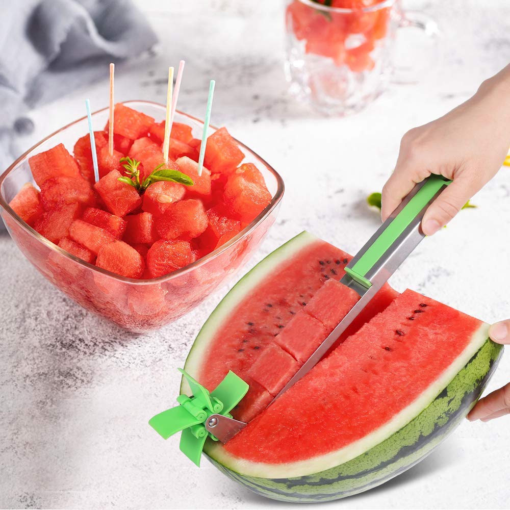 Stainless Steel Watermelon Cutter & Slicer | Quick Fruit Cutter Tool & Cube Maker | Easy Melon Knife for Kitchen, Salad & Fruit Serving