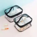 Transparent Makeup Bag | Waterproof Cosmetic Organizer & PVC Travel Toiletry Pouch | Clear Zipper Makeup Bag & Wash Bag for Women | Portable Travel Makeup Storage.