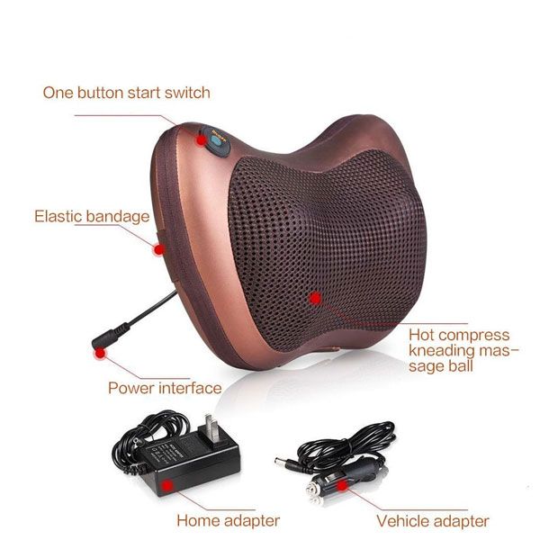 Electric Massage Pillow with Heat | Deep Kneading Neck, Back & Shoulder Massager Cushion | Heated Car & Home Pillow Massager for Relaxation Therapy and Body Pain Relief
