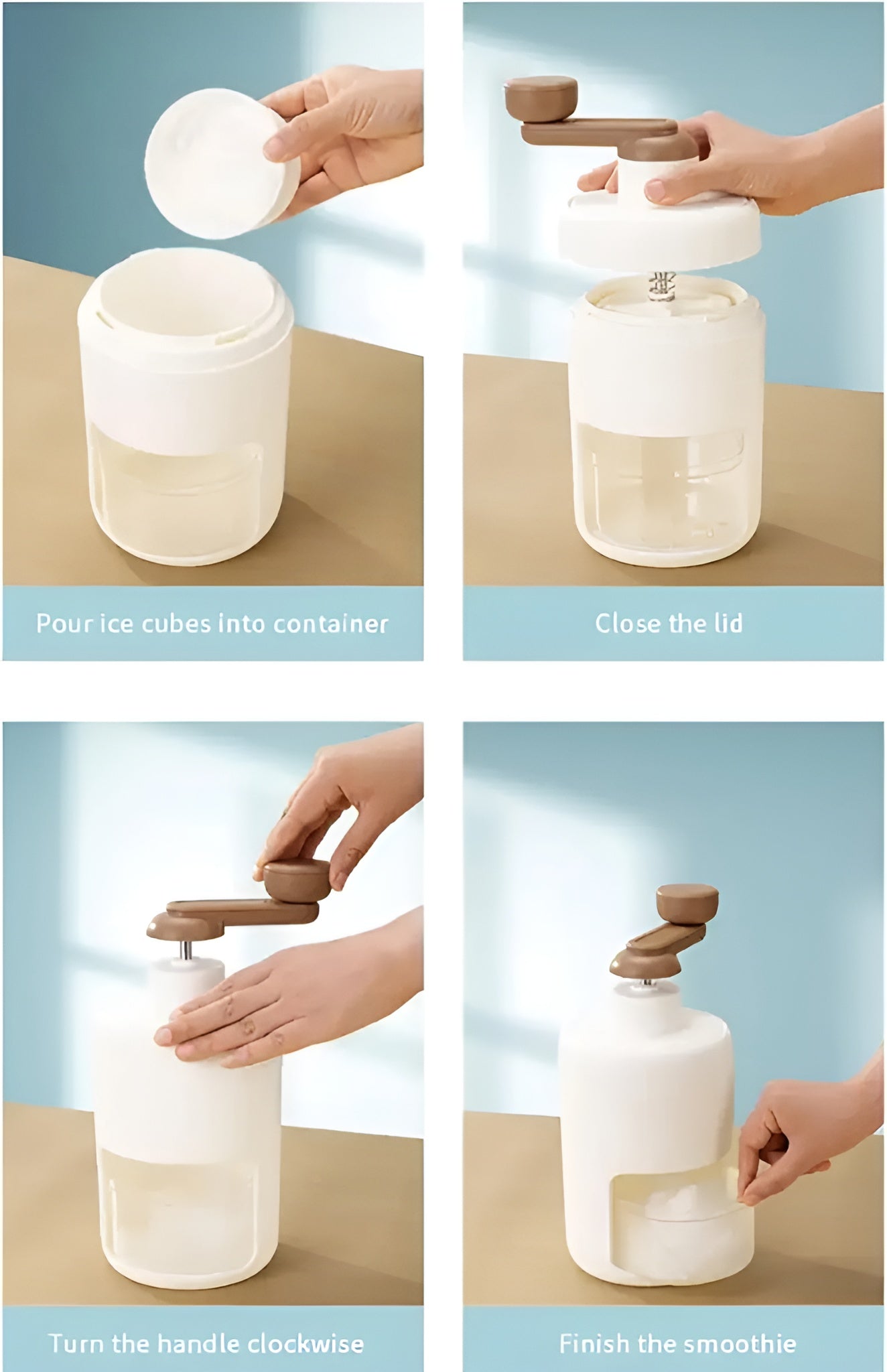 Manual Ice Crusher & Shaver Machine | Portable Ice Maker for Home Kitchen | Mini Snow Cone Maker & Crushed Ice Machine for Drinks, Smoothies & Desserts