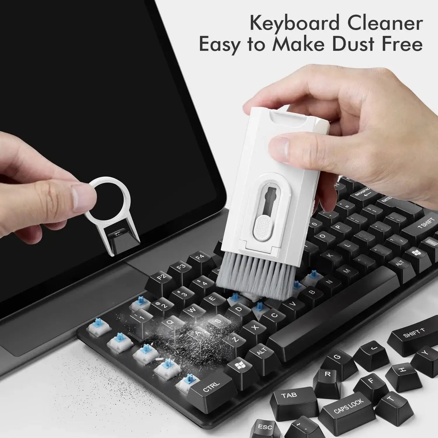 7-in-1 Computer Keyboard Cleaning Brush Kit | Earphone Cleaning Pen & Keycap Puller Tool | Portable Multi-Purpose Gadget Cleaner for Laptop, PC, Monitor & Mobile Accessories