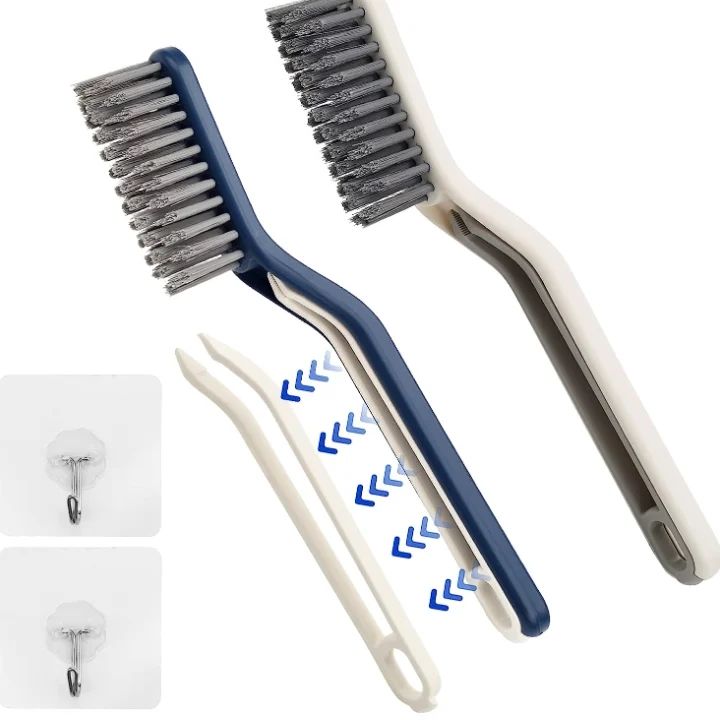 2-in-1 Floor Seam Cleaning Brush with Clip | Multi-Purpose V-Shape Grout Brush | Narrow Gap Cleaning Tool for Kitchen & Bathroom