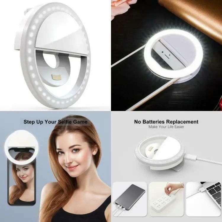 Rechargeable Selfie Ring Light for Mobile | Clip-On LED Ring Light with 36 LEDs | Portable Phone Camera Light for Photos, Videos & TikTok