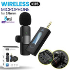 K35 Wireless Microphone with Receiver | Plug & Play Wireless Mic for Android, DSLR, Laptop & Mobile | Universal 3.5mm Wireless Mic for Vlogging, Interview & Podcast