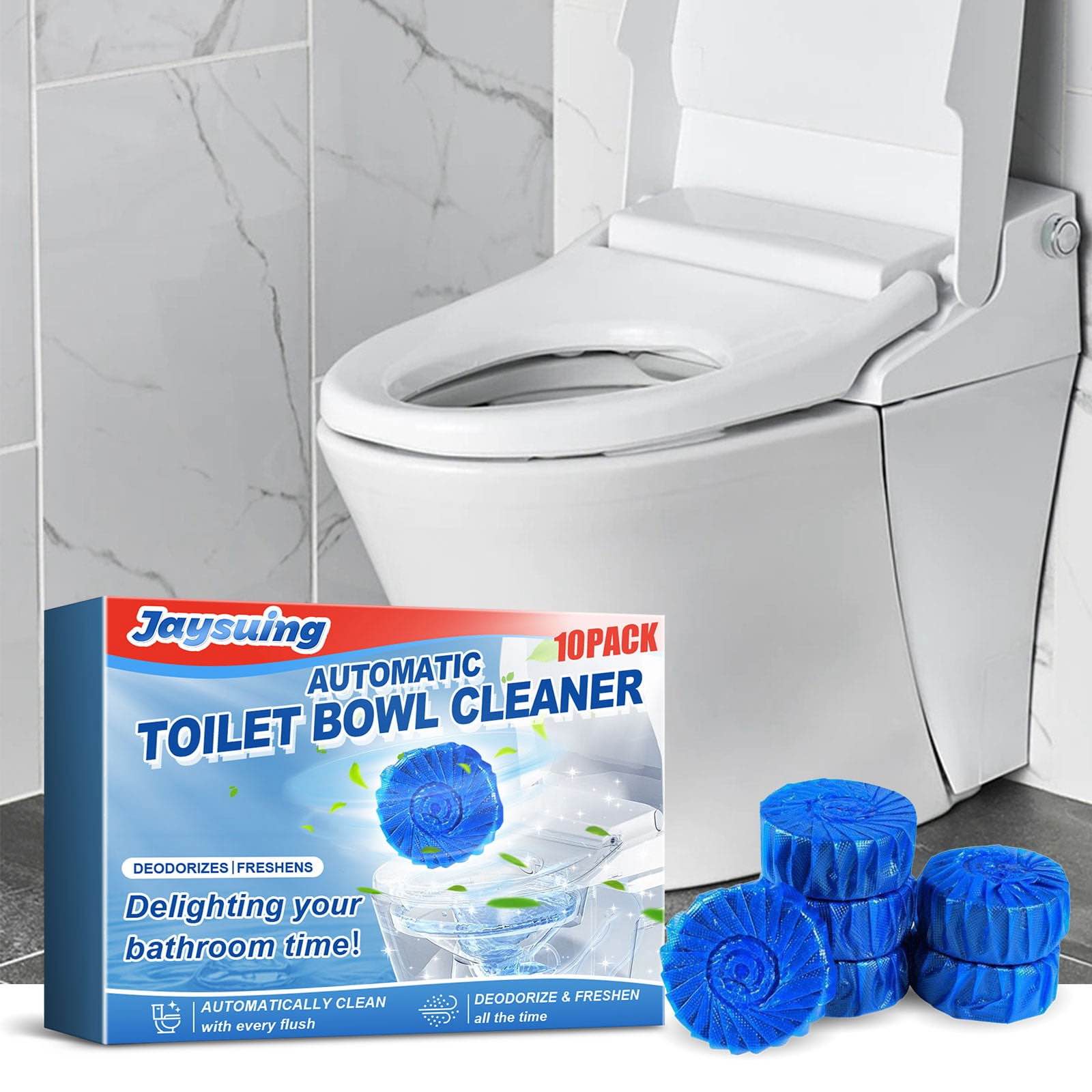 10 Pcs Automatic Toilet Bowl Cleaner Tablets | Powerful Blue Bubble Block Toilet Deodorizer & Stain Remover | Long-Lasting WC Cleaning Tablets for Fresh Fragrance & Hygienic Bathroom Maintenance