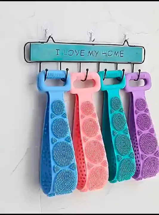 Silicone Back Scrubber for Shower | Long Exfoliating Body Brush with Handles | Soft Silicone Bath Brush & Loofah Belt for Deep Cleaning | Reusable Eco-Friendly Shower Scrubber