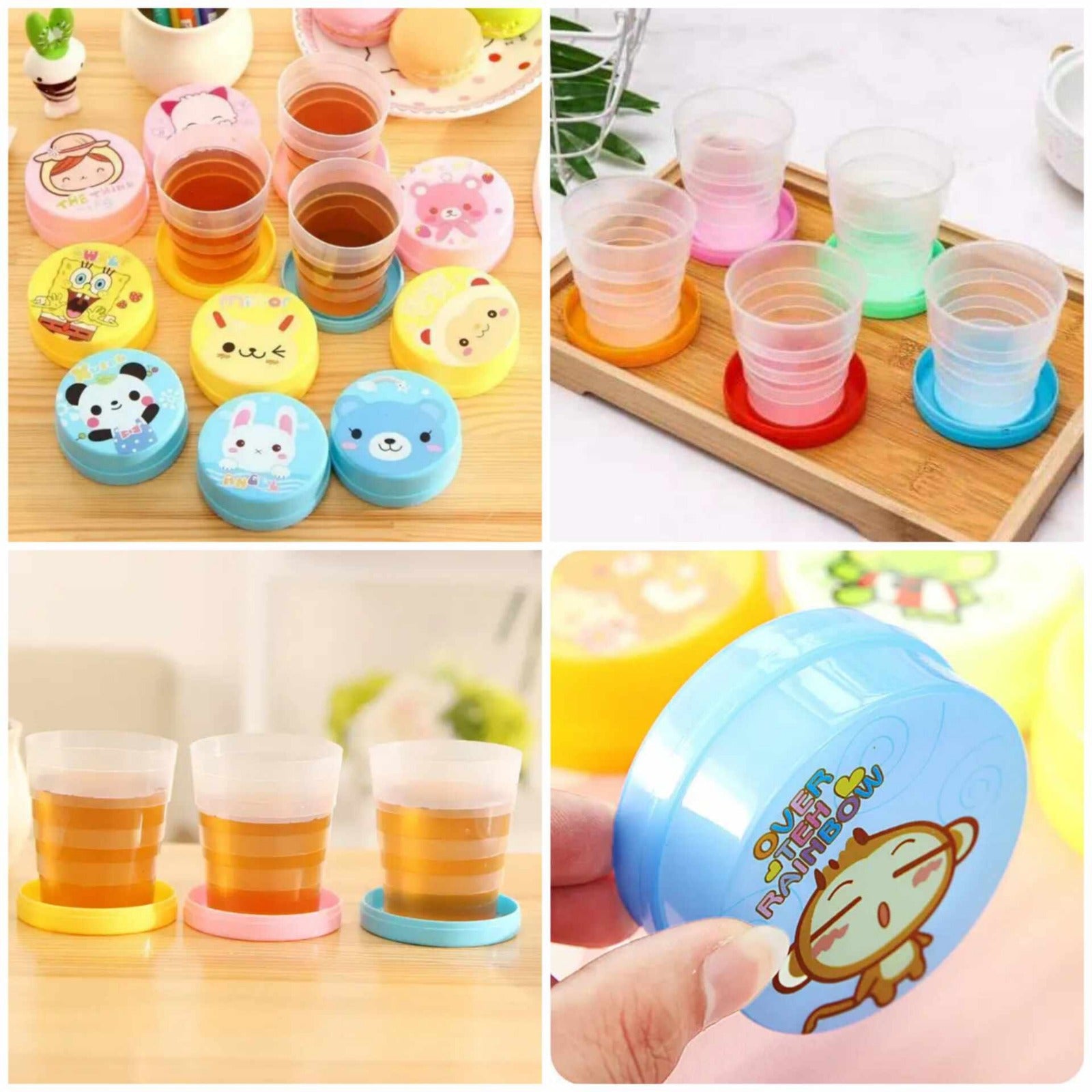 Portable Folding Collapsible Magic Cup | Cartoon Foldable Travel Cup for Kids | Pocket-Size Reusable Plastic Drinking Cup for School, Camping & Outdoor Use (Pack of 1)