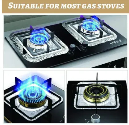 10 Pcs Aluminum Foil Stove Burner Covers – Gas Stove Protectors & Heat-Resistant Foil Burner Liners for Clean Stove Tops | Disposable Drip Pans for Kitchen Cleaning