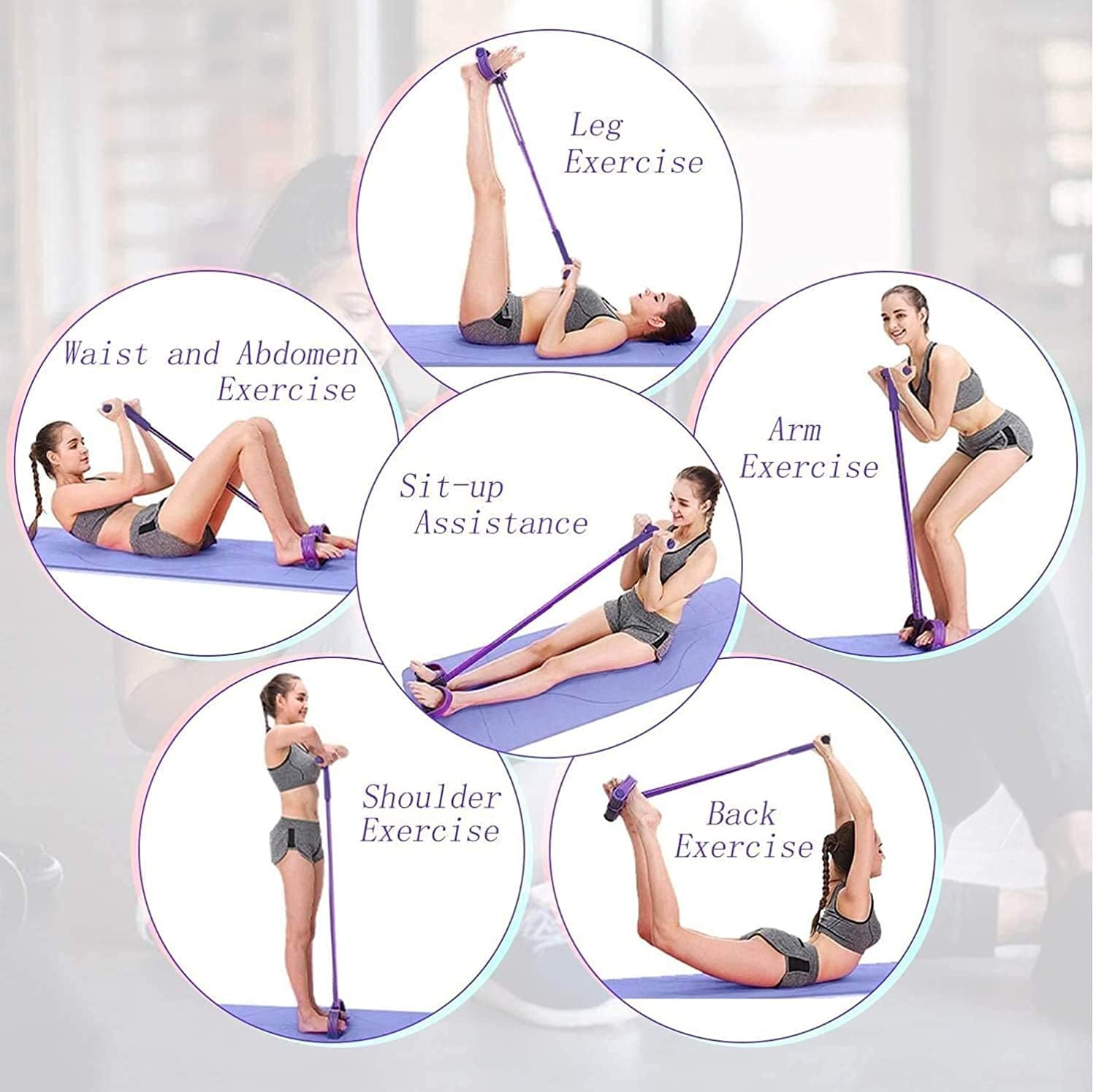 Pedal Resistance Band Tummy Trimmer – Foot Pedal Pull Rope Exerciser with Non-Slip Handles | Portable Home Workout Resistance Band for Yoga, Stretching & Arm Training