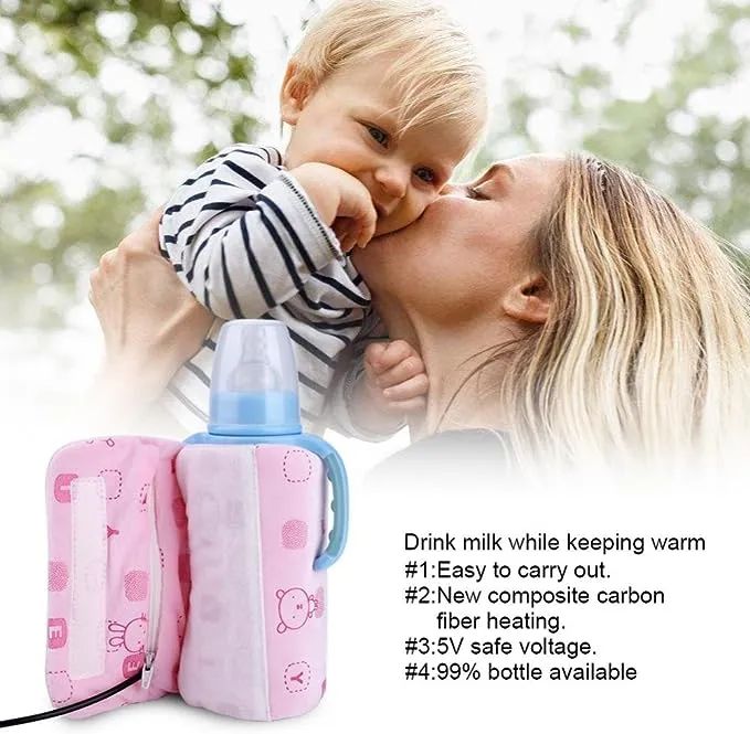 Portable USB Baby Bottle Warmer | USB Milk Warmer Sleeve & Bottle Heating Bag | Travel Baby Bottle Warmer for Home & Outdoor Use
