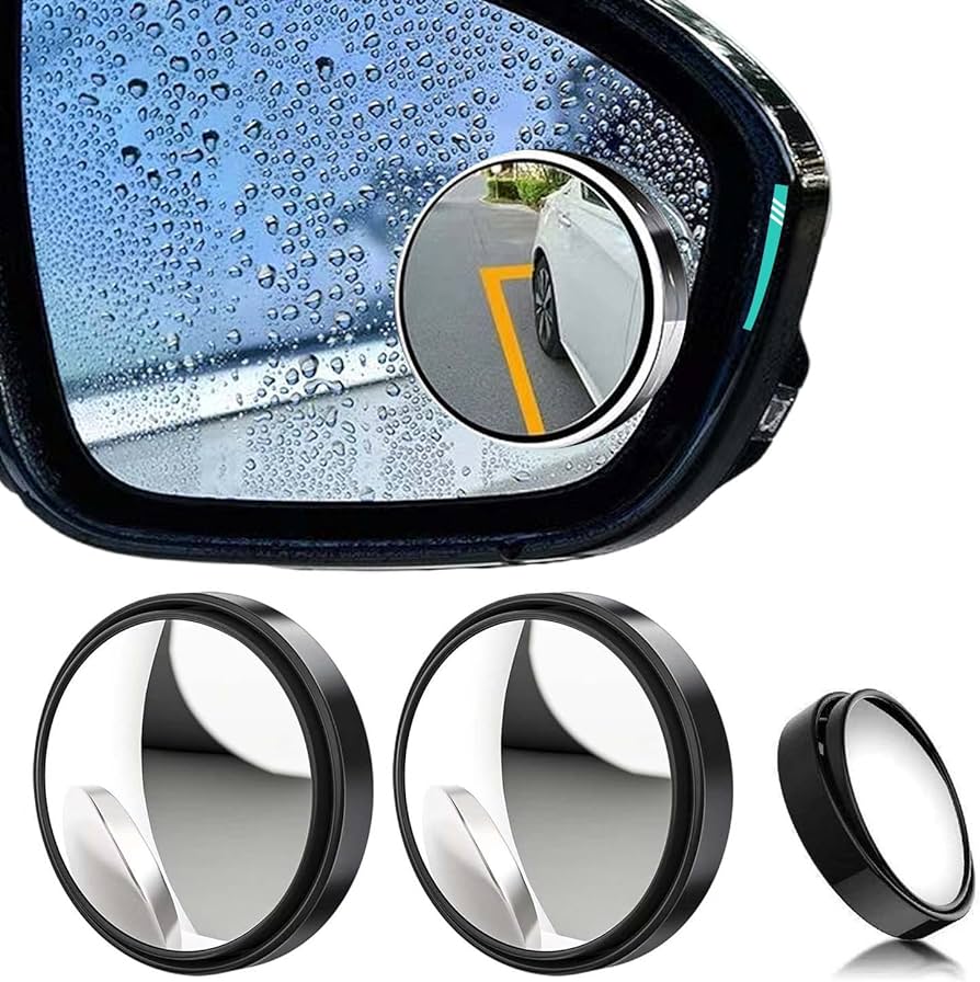 2 Pcs Car Blind Spot Mirror | 360° Adjustable Round Convex Rear View Mirror | Wide-Angle Stick-On Side Mirror Lens | Universal Anti-Collision Safety Mirror Accessory for Cars & SUVs