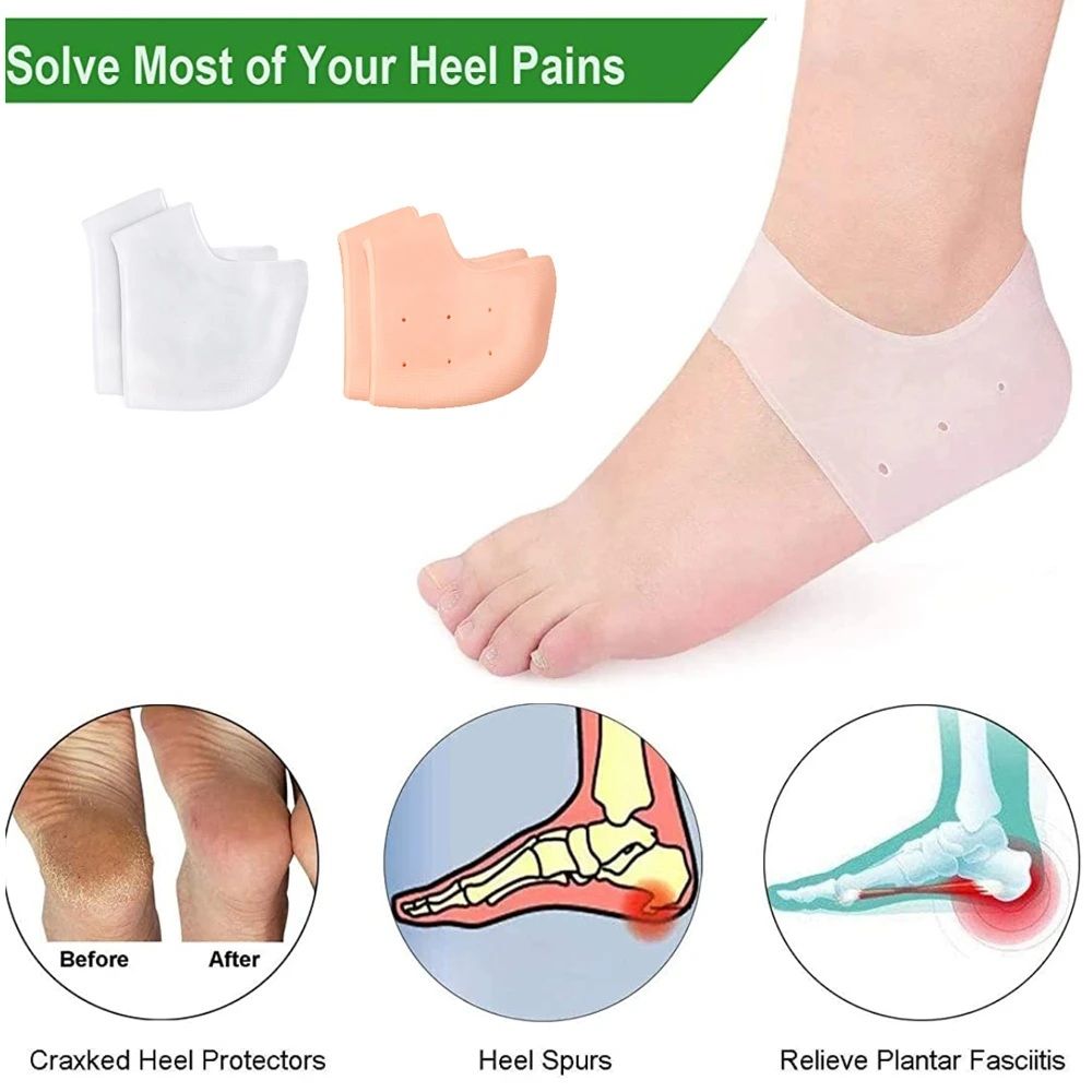 Silicone Heel Protector (2 Pcs) | Soft Heel Pad Silicone & Heel Cushion Sleeve | Heel Cover and Heel Guard for Daily Heel Comfort