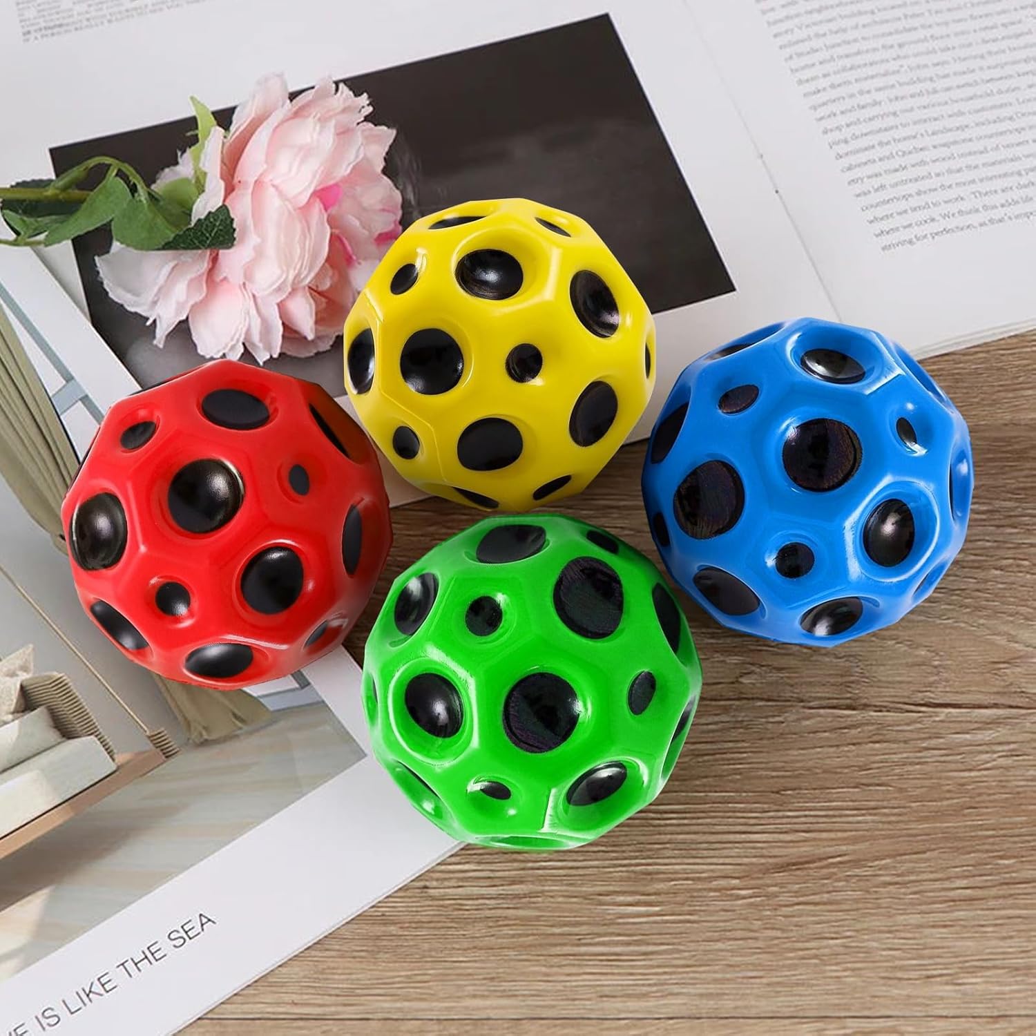 Pack of 1 Moon Ball | High Bounce Rubber Bouncy Ball for Kids & Adults | Fun Indoor Outdoor Toy Ball | Lightweight Stress Relief & Sports Activity Ball – Random Color