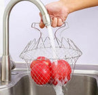 Stainless Steel Foldable Chef Frying Basket | Multipurpose Cooking Basket for Deep Frying, Boiling, Draining & Steaming | 12-in-1 Kitchen Mesh Basket Tool