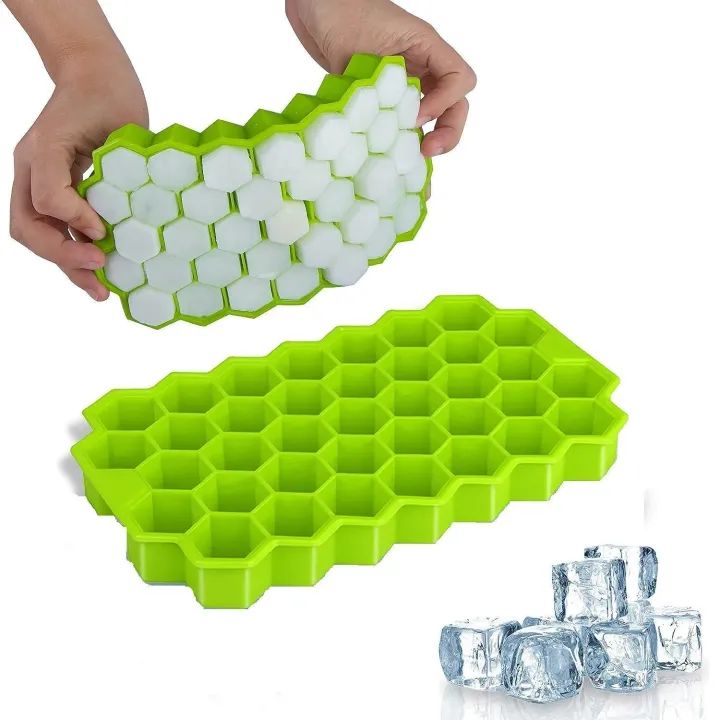 Silicone Honeycomb 37-Cavity Ice Cube Tray | Flexible Reusable Ice Mold for Freezer, Chocolate & Candy Making | Easy Release Hexagon Ice Cube Maker for Drinks, Desserts & Kitchen Use | Random Color