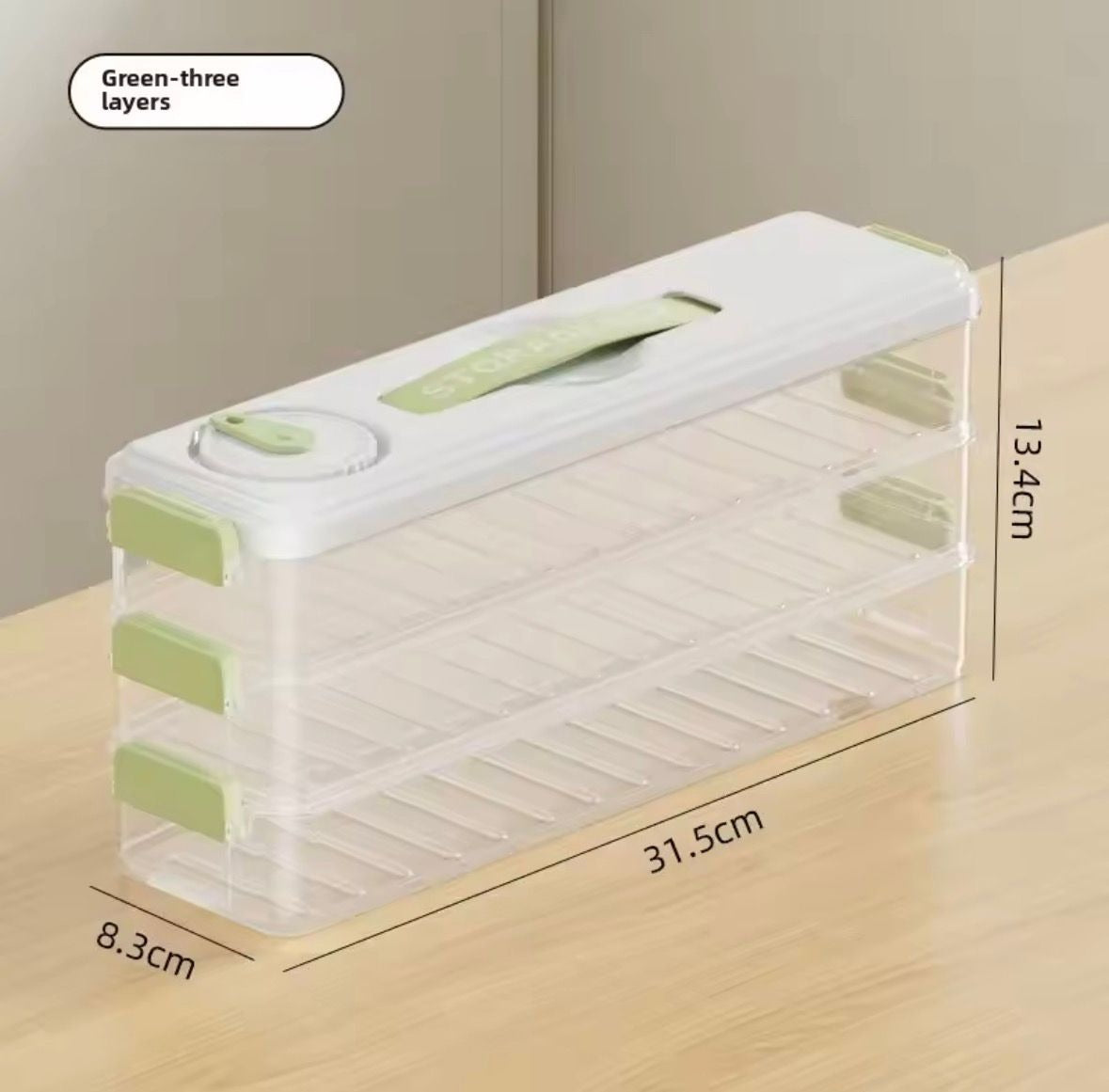 3-Layer Dumpling Storage Box | Stackable Freezer Organizer Container with Lid | Plastic Kitchen Food Keeper for Frozen Dumplings, Momos & Snacks