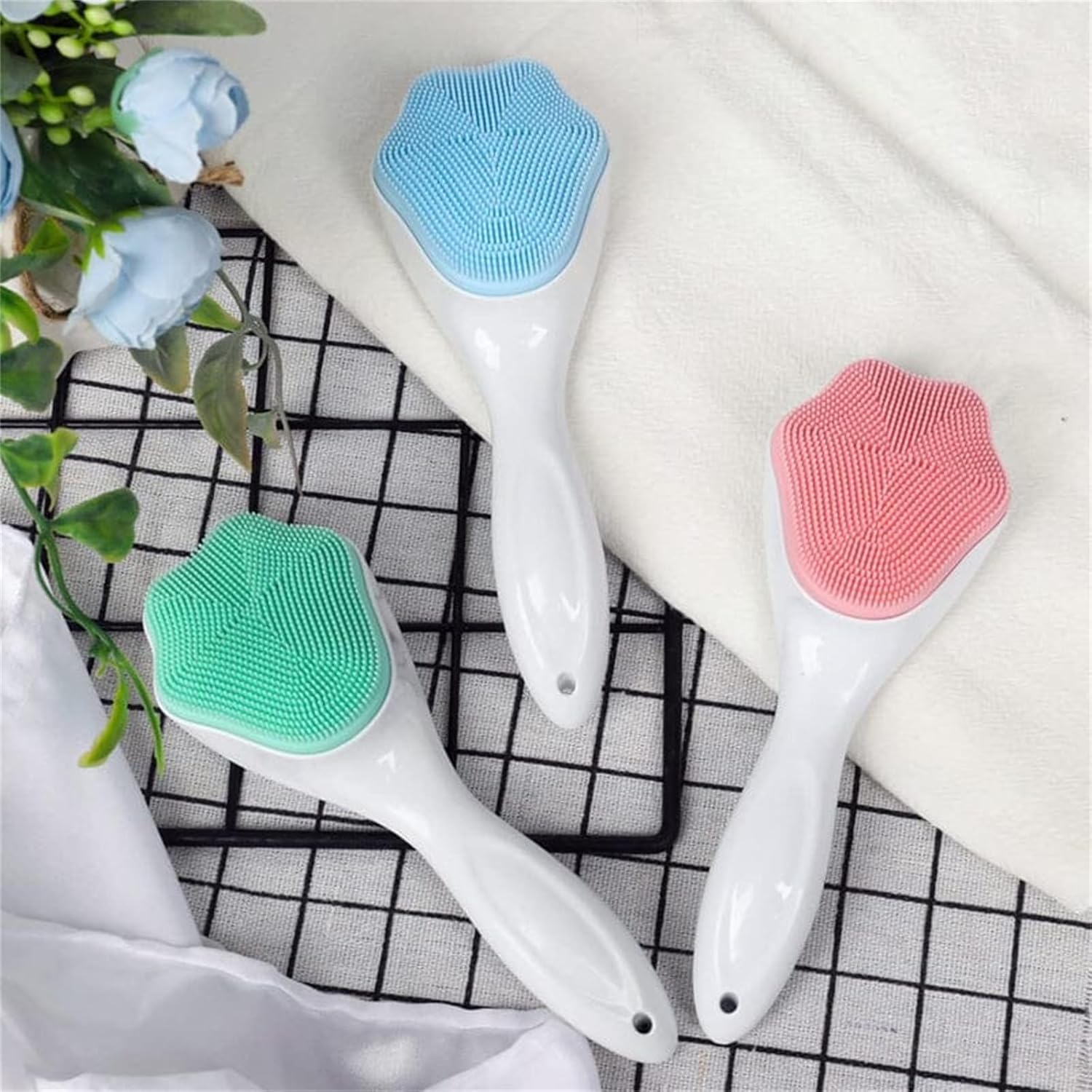 3D Double-Sided Silicone Facial Cleansing Brush – Manual Face Cleaning & Massage Tool | Soft Silicone Exfoliating Face Wash Brush