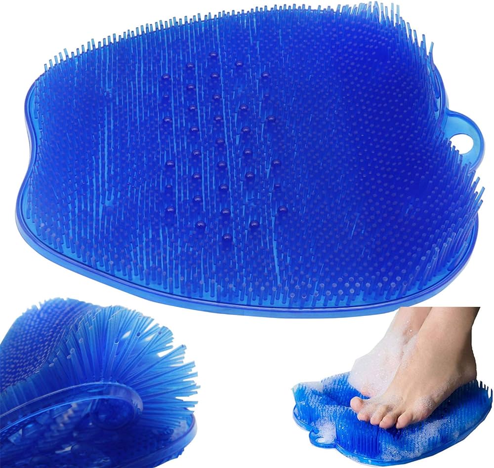 Silicone Shower Foot Scrubber Mat | Wall-Mounted Foot Cleaner with Suction Cups | Non-Slip Exfoliating Massage Mat for Feet & Back Cleaning in Bathroom