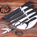 6-Piece Kitchen Knife Set with Peeler & Scissors | Professional Stainless Steel Chef Knives with Non-Stick Coating | Multi-Purpose Cooking Knife Set for Slicing, Chopping & Food Prep