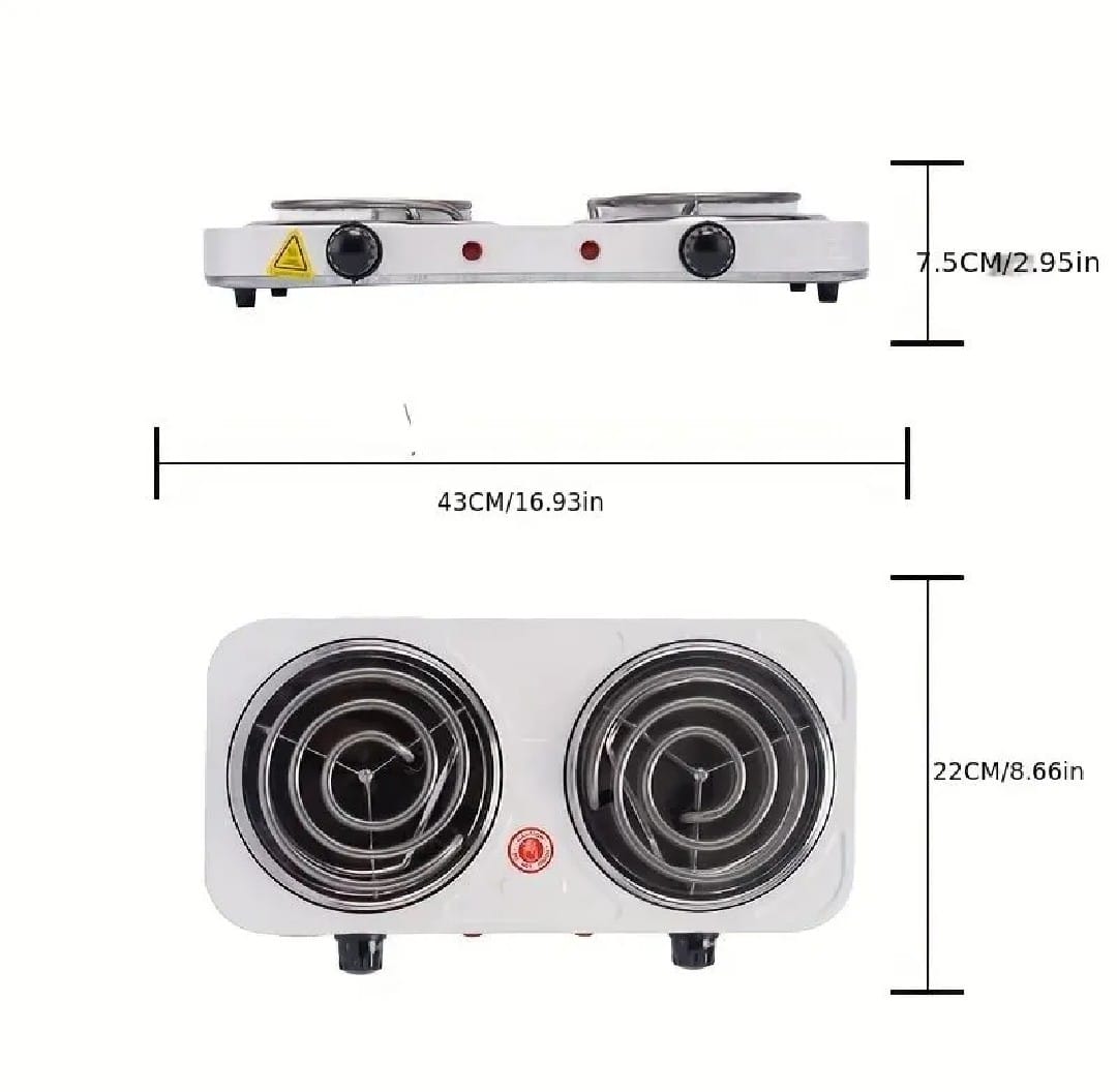 Electric Stove Double Hot Plate | 2000W Dual Burner Stove for Fast Cooking | Portable Electric Hot Plate for Kitchen, Home & Travel | Easy-Clean Countertop Electric Cooker