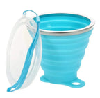 Silicone Foldable Cup 270ml | Portable Collapsible Travel Glass for Outdoor, Office & Home | Reusable Pocket-Size Drinking Cup for Camping, Hiking & Daily Use | Eco-Friendly Foldable Mug with Lid