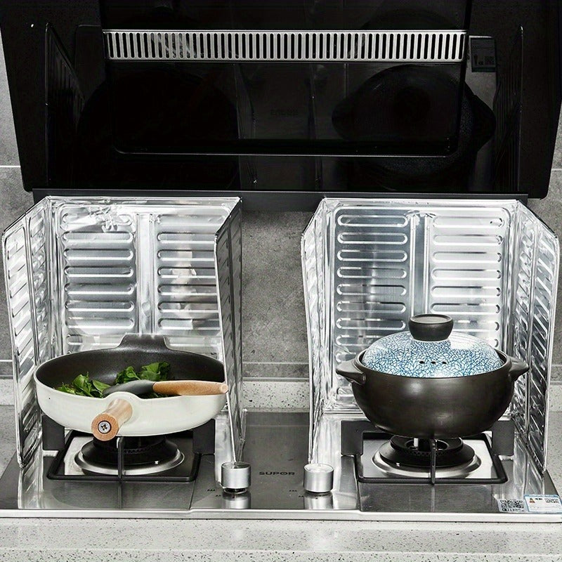 Foldable Aluminum Oil Splash Guard for Stove | Nonstick Cooking Splatter Shield | Oil-Proof Kitchen Wall Protector Board | Easy-to-Clean Gas Stove Splatter Cover for Frying and Cooking