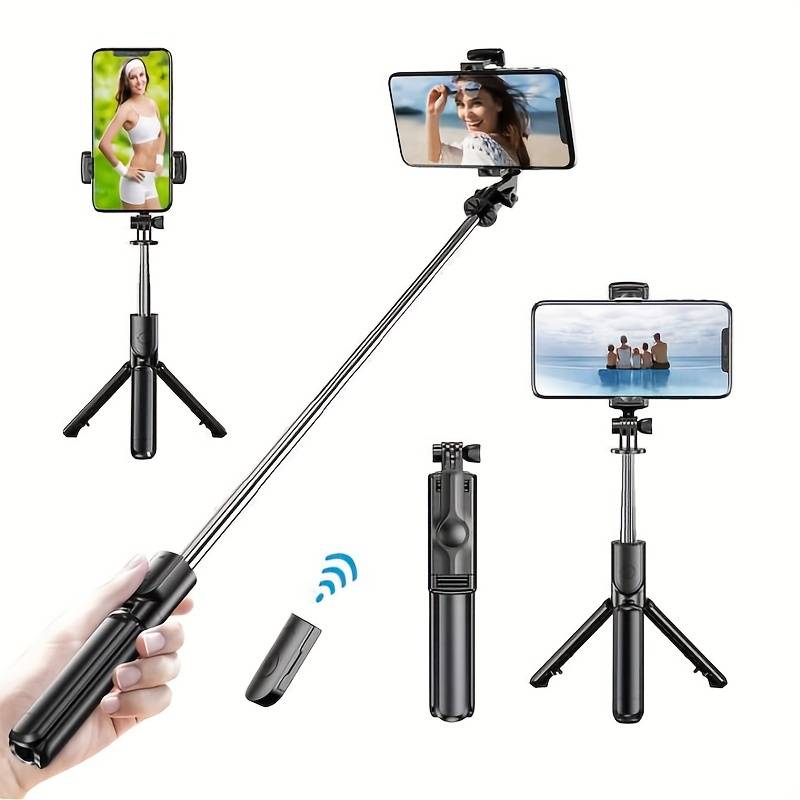 4 in 1 Wireless Selfie Stick Tripod with Remote | bluetooth selfie stick and tripod | Extendable, Foldable Phone Holder Stand for Android & iPhone | Portable Selfie Stick with Light Option for Travel, Vlogs & Photography