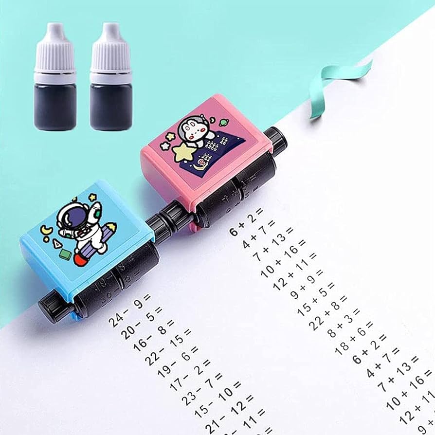 Math Roller Stamp for Students – Reusable Addition & Subtraction Teaching Stamp | Educational Number Practice Roller for Classroom & Home Learning
