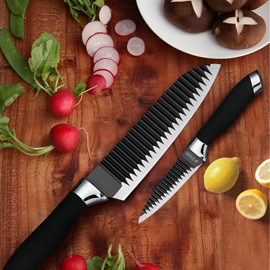 6-Piece Kitchen Knife Set with Peeler & Scissors | Professional Stainless Steel Chef Knives with Non-Stick Coating | Multi-Purpose Cooking Knife Set for Slicing, Chopping & Food Prep