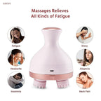 Rechargeable Electric Scalp Massager with 4 Heads – USB Handheld Head Massager for Stress Relief, Hair Care & Relaxation | Portable Multi-Mode Massage Brush for Home Use